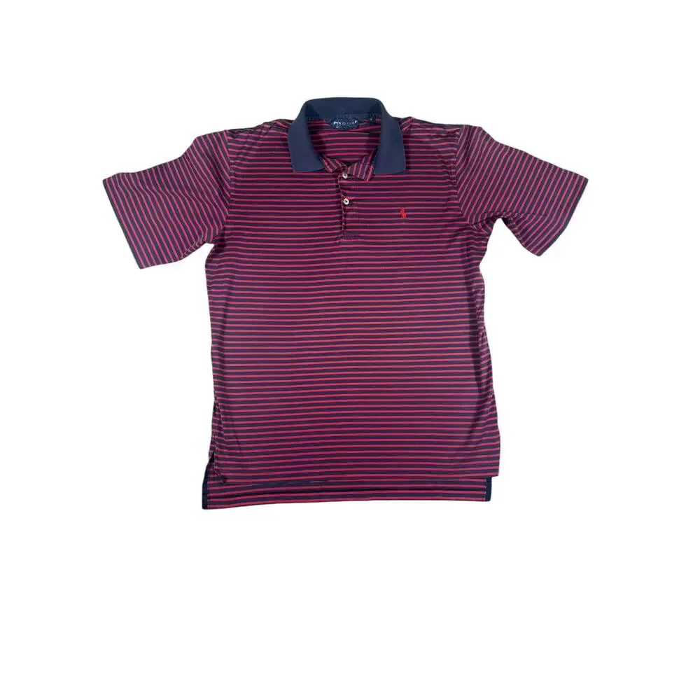 Polo‎ Golf Ralph Lauren Men's Shirt XL Navy Red Striped Short Sleeve Golf Casual